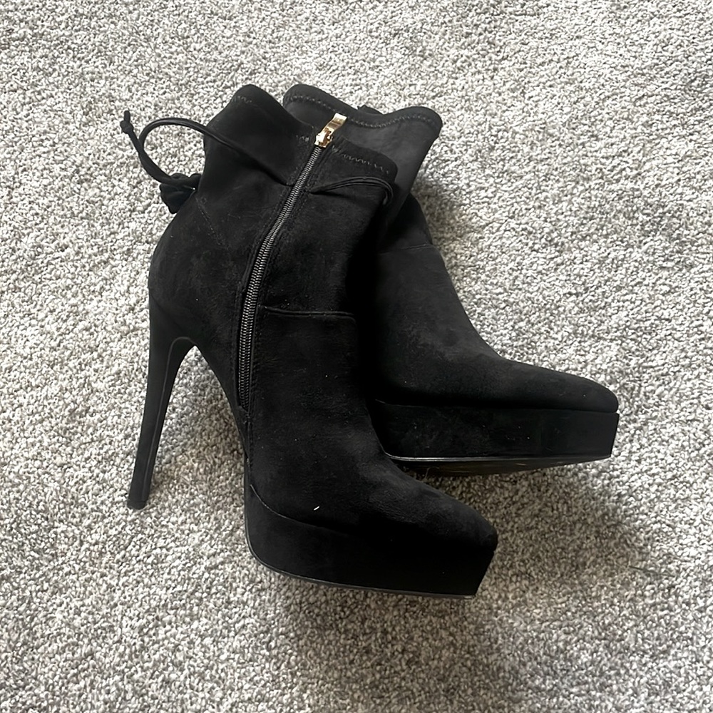 Black velvet booties barely worn